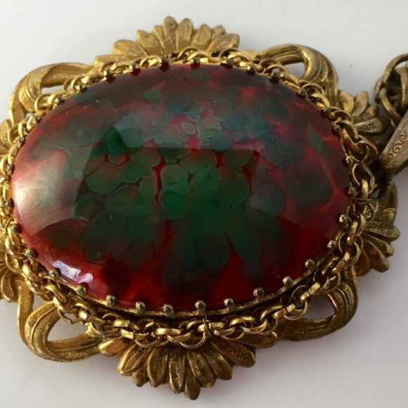 Extravagantly Large Miriam Haskell Cabochon Necklace and matching Earrings - Picture 4 of 7